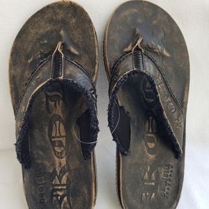 BED STÜ Rocker" sz 14 Men Black Leather Flip Flops